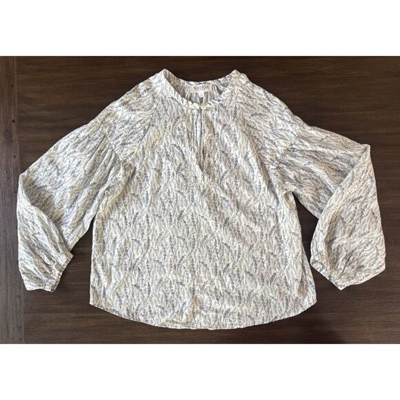 Nation Ltd Florence Blouse Balloon Sleeve Porcelain Floral Vines M - Picture 4 of 12